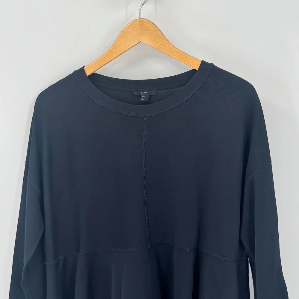 COS Black‎ Long Sleeve Oversized Peplum Tunic Knit Top Women's Small